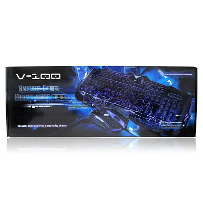 Клавиатура проводная мультимедийная мышь проводная компл V100