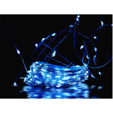 Гірлянда мідний дріт Крапля роси 220В 20м режими 200LED (синій) COPPER-WIRE-200B-4