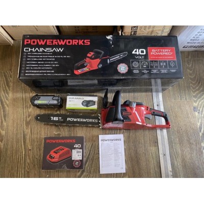 Аккумуляторная цепная пила POWERWORKS PD40CS40 (40V 2.0 Ah) электропила паверворкс Пилка на аккумуляторе