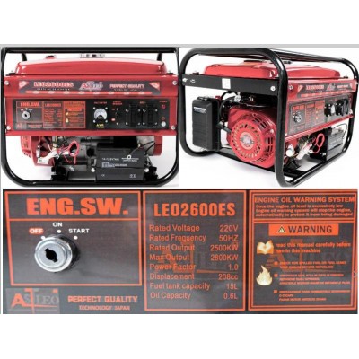 Генератор бензиновий с медной обмоткой и электростартером ASTLEO LEO 2600 ES 2.8 кВт