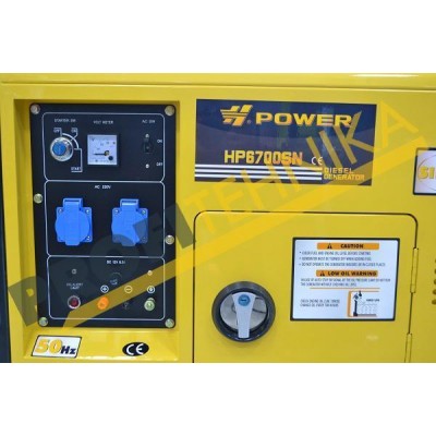 Дизельный в кожухе Honker Power HP6700SN, однофазный 220V, 50Hz, 5KVA (5,5KVA), объем 13,5л