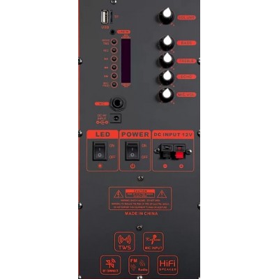 Акустическая система аккумуляторная c двумя радиомикрофонами TMG ORIGINAL Lige-15QKS (BT+2MIC+USB+SD)