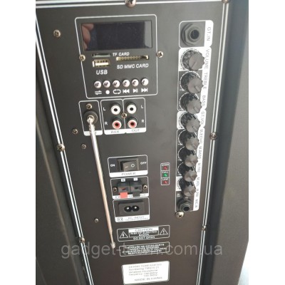 Аккумуляторная колонка профессиональная с микрофонами Temeisheng TMS-1521 / 400W (USB/Bluetooth/Пульт ДУ/ FM)
