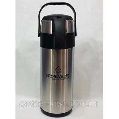 Термос помповий нержавейка Crownberg CB 5L