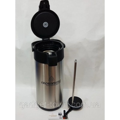 Термос помповий нержавейка Crownberg CB 5L