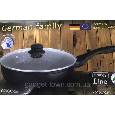 Сковорода German Family с гранитным покрытием и крышкой 26*5.7 см
