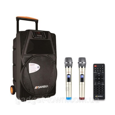 Акустика портативная с двумя микрофонами SANSUI SS2-12 / 160W (USB/Bluetooth/AUX) Супер звук!
