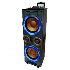 Колонка активная мощная 2х12 дюймов Rainberg 300W сетевая /DJ пульт/ BT/ SD+USB+FM/ LED