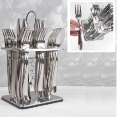 Набор столовых предметов, фраже Zepter на подставке 24 предмета, столовый набор из нержавеющей стали