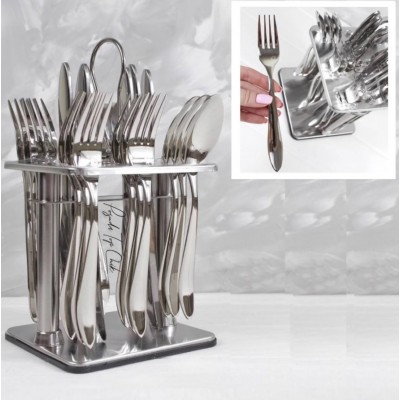 Набор столовых предметов, фраже Zepter на подставке 24 предмета, столовый набор из нержавеющей стали