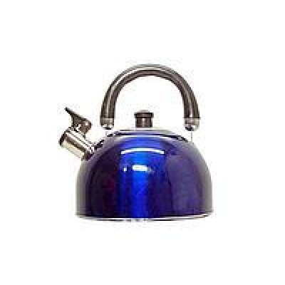 Чайник из нержавеющей стали со свистком (3 л) синий, красный, серебро