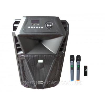 Аккумуляторная колонка с микрофонами Temeisheng SP-1510 / 400W (USB/Bluetooth/Пульт ДУ/Светомузыка)