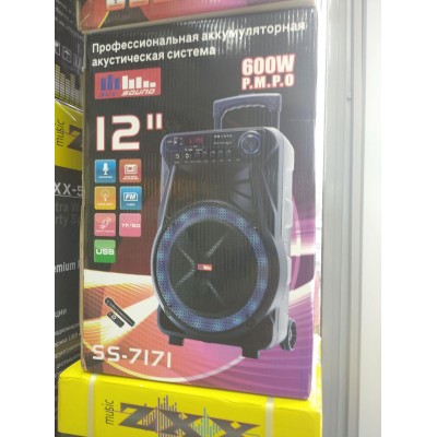 Колонка аккумуляторная Sky Sound-7171 12 дюймов с радиомикрофоном 180W (USB/FM/Bluetooth/TWS)
