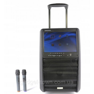 Портативная колонка c экраном SL12-13 с радиомикрофонами / 200W (USB/Bluetooth/Video))