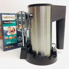 Миксер ручной Rainberg RB-2214 (5 скоростей, 2 насадки и подставка) 600W