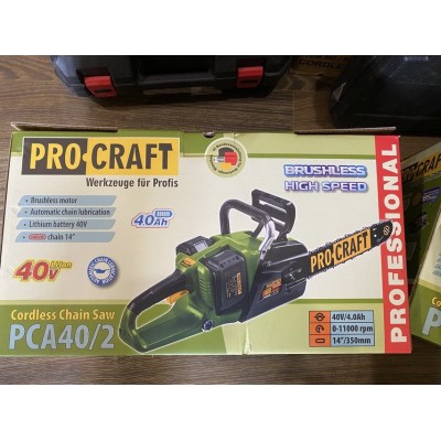 Аккумуляторная пила Procraft PCA40/2 (с 2 АКБ и зарядным устройством, бесщеточная) шина 35 см