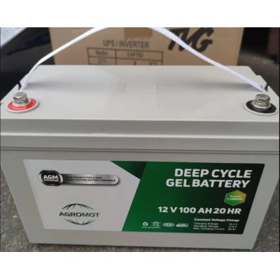Гелевый аккумулятор глубокого разряда AGROMOT, 100Ah, 12v, для ИБП и инверторов