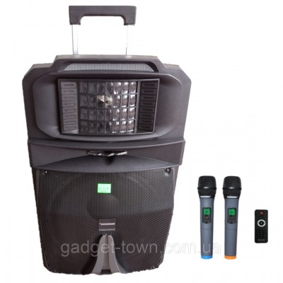 Аккумуляторная колонка с микрофонами Temeisheng SP-1509 / 400W (USB/Bluetooth/Пульт ДУ/Светомузыка)