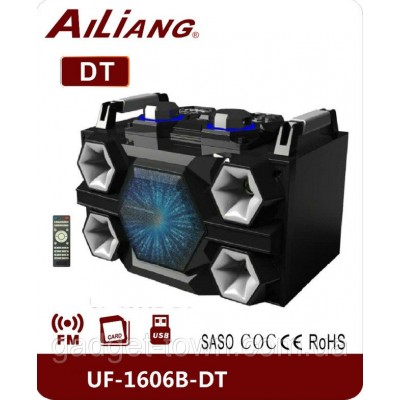 Бумбокс портативный AILIANG UF-1606B-DT колонки USB\Bluetooth\FM-тюнер\Пульт ДУ