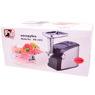 Электромясорубка ProMotec PM-1055 PRO 3200W с соковыжималкой (мощный мотор)