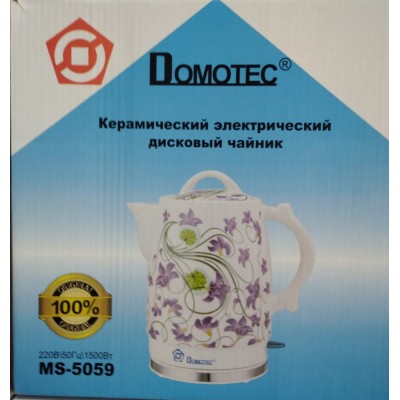 Чайник керамический с ярким принтом Domotec дисковый 2.0 литра