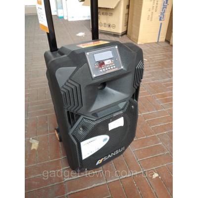 Аккумуляторная колонка SANSUI SS1-08 / 100W (USB/Bluetooth/2 радиомикрофона)