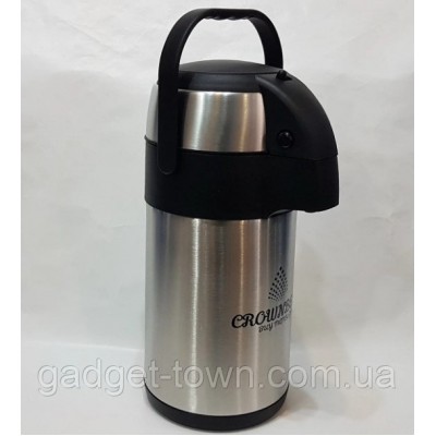 Термос помповий нержавейка Crownberg CB 3L