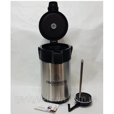 Термос помповий нержавейка Crownberg CB 3L