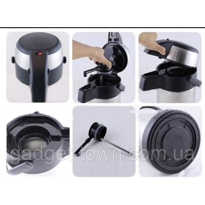 Термос помповий нержавейка Crownberg CB 3L