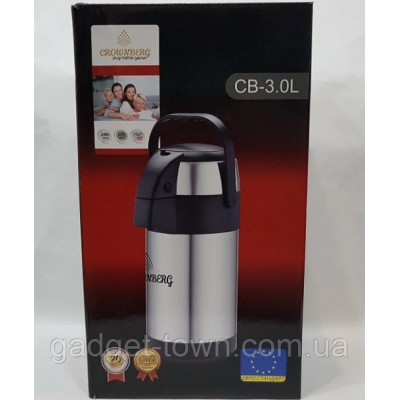 Термос помповий нержавейка Crownberg CB 3L
