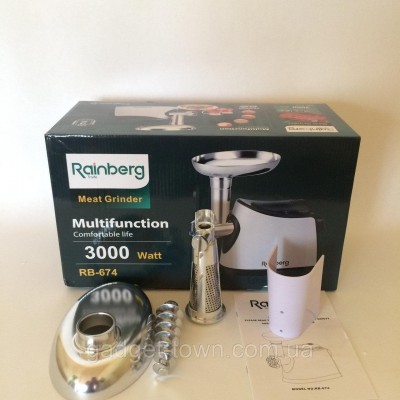 Электромясорубка + соковыжималка Rainberg RB-674 (реверс) 3000W