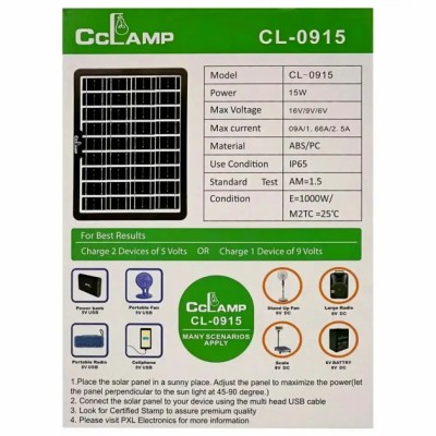 Портативная солнечная панель для зарядки мобильных устройств 15W, с USB портом и контроллером