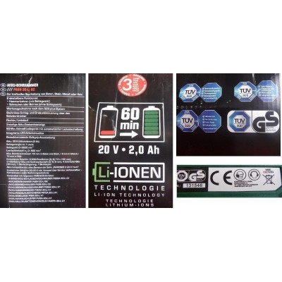 Аккумуляторный перфоратор 20 Вольт Parkside® PERFORMANCE с аккумулятором в Кейсе