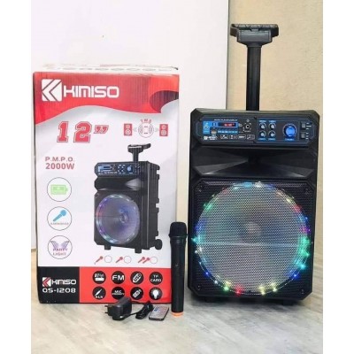 Акустическая аккумуляторная колонка с микрофоном12 дюймов (USB/FM/BT/LED) KIMISO QS-1208 BT