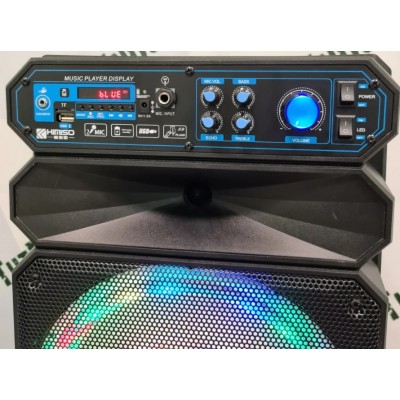Акустическая аккумуляторная колонка с микрофоном12 дюймов (USB/FM/BT/LED) KIMISO QS-1208 BT