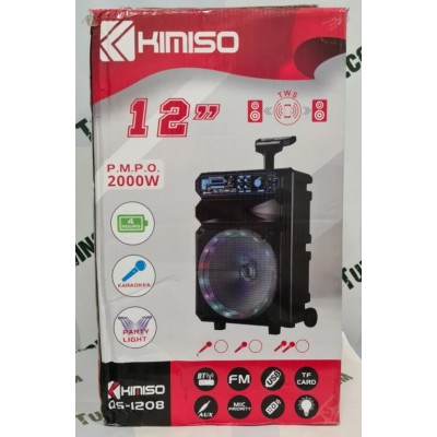 Акустическая аккумуляторная колонка с микрофоном12 дюймов (USB/FM/BT/LED) KIMISO QS-1208 BT