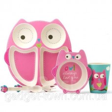 Детская  Эко-Посудка из бамбука большая "СОВУШКА"