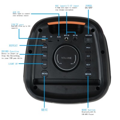Колонка аккумуляторная Partybox Temeisheng Feiyang c радиомикрофонами (150W/USB/BT/FM/TWS)
