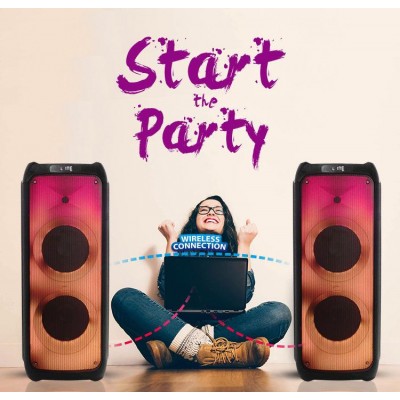 Колонка аккумуляторная Partybox Temeisheng Feiyang c радиомикрофонами (150W/USB/BT/FM/TWS)