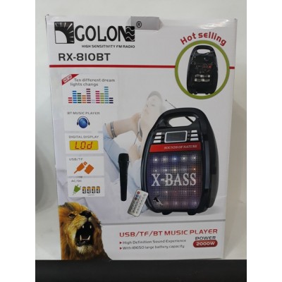Колонка Golon RX-810 BT Bluetooth, радиомикрофон, пульт, светомузика