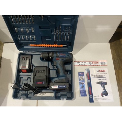 Шуруповерт Bosch GSR 120-24-LI Plus 24V 5A/h Li-Ion с набором инструментов Бош в кейсе
