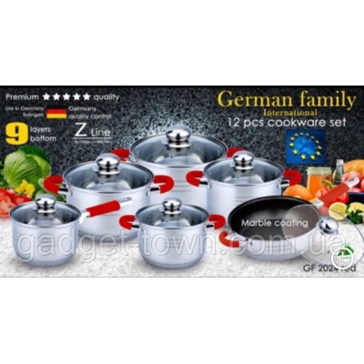 Набор посуды для кухни German Family (12 предметов) силиконовые ручки