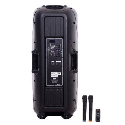 Активная колонка с радиомикрофонами Temeisheng A15-15 Party (USB/Bluetooth/Аккуммулятор) LED посдветка