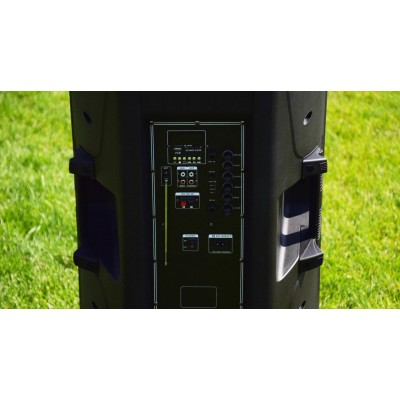 Активная колонка с радиомикрофонами Temeisheng A15-15 Party (USB/Bluetooth/Аккуммулятор) LED посдветка