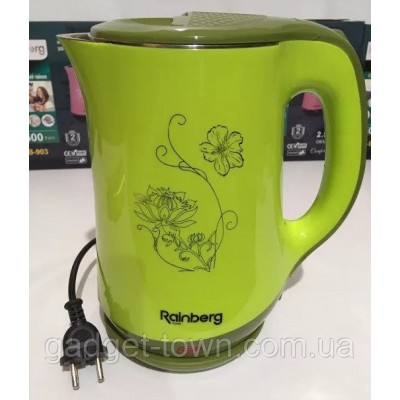 Электрочайник Rainberg RB-903 на 2.5 л 1500 Вт дисковый скрытый нагреватель из нержавейки