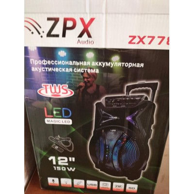 Колонка аккумуляторная 12 дюймов с микрофоном ZPX-7782/120W (USB/FM/Bluetooth/TWS)