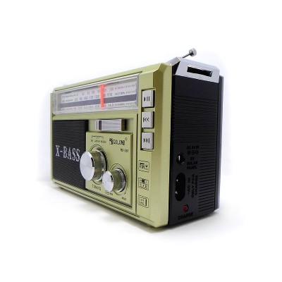 Радиоприёмник колонка с радио FM USB MicroSD и фонариком Golon RX-381 Gold на аккумуляторе