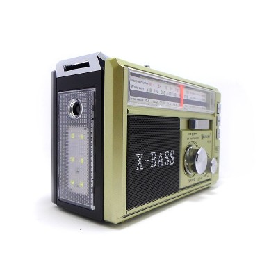 Радиоприёмник колонка с радио FM USB MicroSD и фонариком Golon RX-381 Gold на аккумуляторе