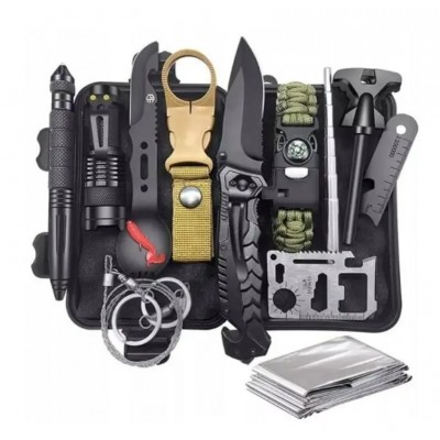 Набор для выживания 18 в 1 с контейнером 18 см x 11 см x 5 см (мултитол)