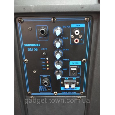 Колонка аккумуляторная с радиомикрофонами TMG ORIGINAL Soundmax SM-08 (Bluetooth/USB/SD)